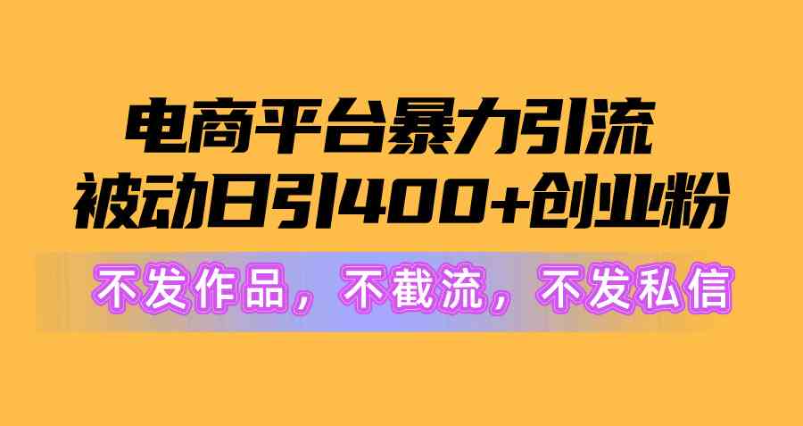 电商平台暴力引流,被动日引400+创业粉不发作品，不截流，不发私信-吾藏分享