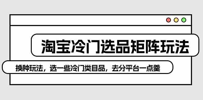 淘宝冷门选品矩阵玩法：换种玩法，选一些冷门类目品，去分平台一点羹-吾藏分享