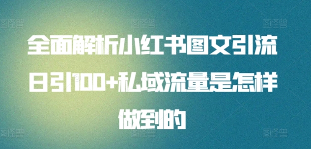 全面解析小红书图文引流日引100+私域流量是怎样做到的-吾藏分享