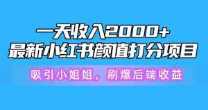 一天收入2000+，最新小红书颜值打分项目，吸引小姐姐，刷爆后端收益-吾藏分享