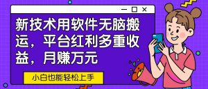 新技术用软件无脑搬运，平台红利多重收益，月赚万元，小白也能轻松上手-吾藏分享