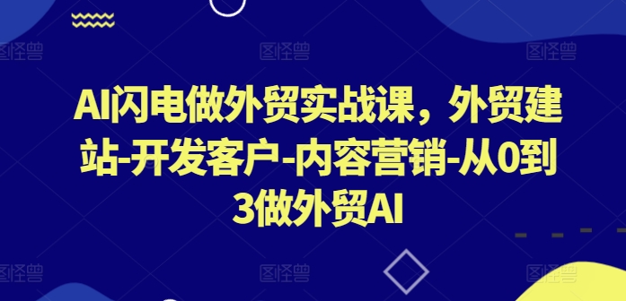 AI闪电做外贸实战课，​外贸建站-开发客户-内容营销-从0到3做外贸AI-吾藏分享