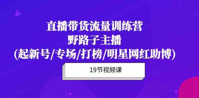 直播带货流量特训营，野路子主播(起新号/专场/打榜/明星网红助博)-吾藏分享