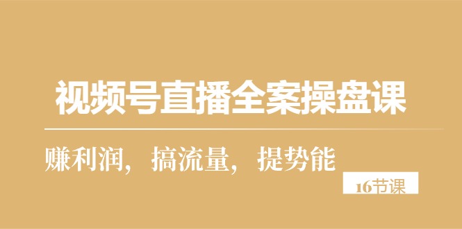 视频号直播全案操盘课，赚利润，搞流量，提势能（16节课）-吾藏分享