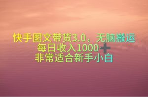 快手图文带货3.0，无脑搬运，每日收入1000＋，非常适合新手小白-吾藏分享