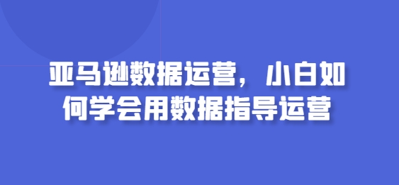 亚马逊数据运营，小白如何学会用数据指导运营-吾藏分享