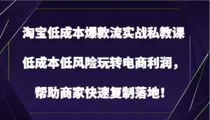 淘宝低成本爆款流实战私教课，低成本低风险玩转电商利润，帮助商家快速复制落地！-吾藏分享