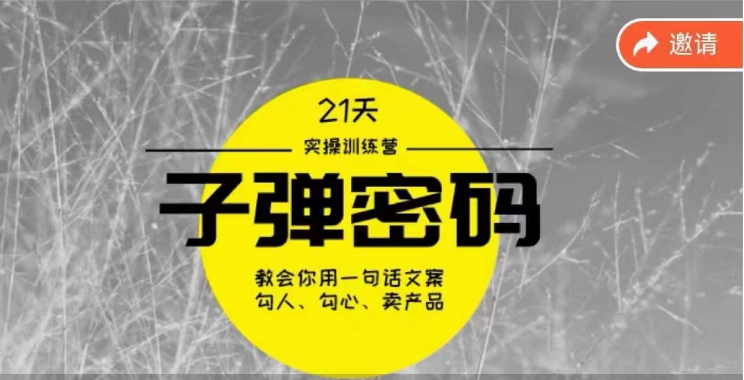 《子弹密码训练营》用一句话文案勾人勾心卖产品，21天学到顶尖文案大师策略和技巧-吾藏分享