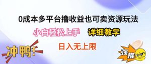 0成本多平台撸收益也可卖资源玩法，小白轻松上手。详细教学日入500+附资源-吾藏分享