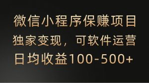 微信小程序，腾讯保赚项目，可软件自动运营，日均100-500+收益有保障-吾藏分享