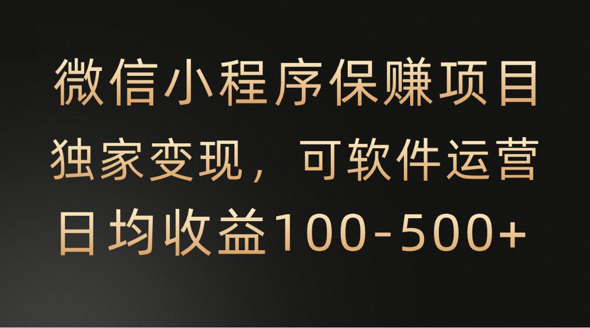 微信小程序，腾讯保赚项目，可软件自动运营，日均100-500+收益有保障-吾藏分享