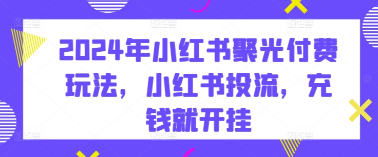 2024年小红书聚光付费玩法，小红书投流，充钱就开挂-吾藏分享