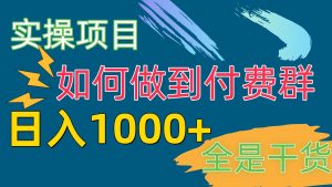 [实操项目]付费群赛道，日入1000+-吾藏分享