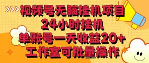 视频号无脑挂机项目，24小时挂机，单账号一天收益20＋，工作室可批量操作-吾藏分享