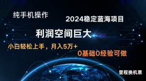 2024新蓝海项目 暴力冷门长期稳定  纯手机操作 单日收益3000+ 小白当天上手-吾藏分享