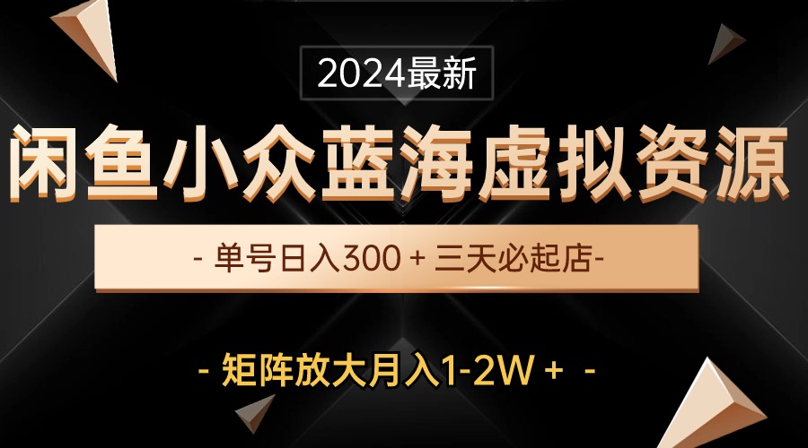 最新闲鱼小众蓝海虚拟资源，单号日入300＋，三天必起店，矩阵放大月入1-2W-吾藏分享