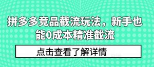 拼多多竞品截流玩法，新手也能0成本精准截流-吾藏分享