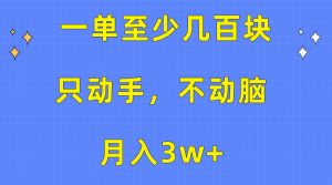 一单至少几百块，只动手不动脑，月入3w+。看完就能上手，保姆级教程-吾藏分享