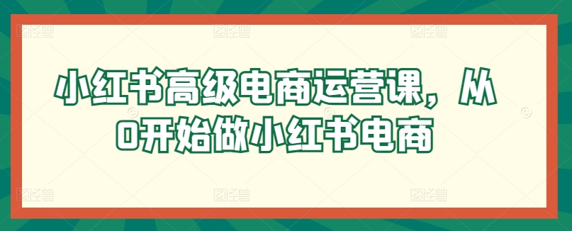 小红书高级电商运营课，从0开始做小红书电商-吾藏分享