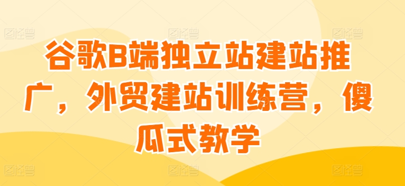 谷歌B端独立站建站推广，外贸建站训练营，傻瓜式教学-吾藏分享