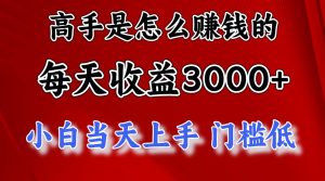 高手是怎么赚钱的，一天收益3000+ 这是穷人逆风翻盘的一个项目，非常稳…-吾藏分享