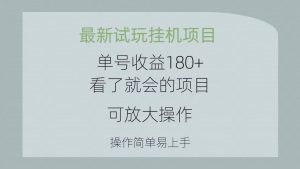 最新试玩挂机项目 单号收益180+看了就会的项目，可放大操作 操作简单易…-吾藏分享