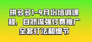 拼多多1-4月份培训课程，自然流强付费推广全套打法和细节-吾藏分享