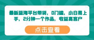 最新蓝海平台带货，0门槛，小白易上手，2分钟一个作品，收益高-吾藏分享