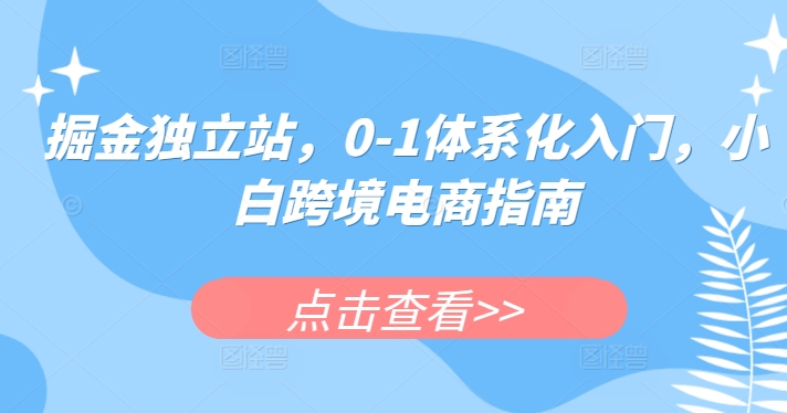 掘金独立站，0-1体系化入门，小白跨境电商指南-吾藏分享