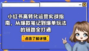 小红书高转化运营实战指南，从爆款笔记到爆单玩法的链路全打通-吾藏分享