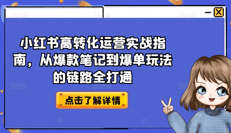 小红书高转化运营实战指南，从爆款笔记到爆单玩法的链路全打通-吾藏分享