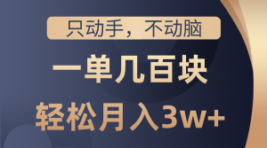 只动手不动脑，一单几百块，轻松月入3w+，看完就能直接操作，详细教程-吾藏分享