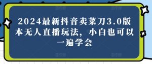 2024最新抖音卖菜刀3.0版本无人直播玩法，小白也可以一遍学会-吾藏分享