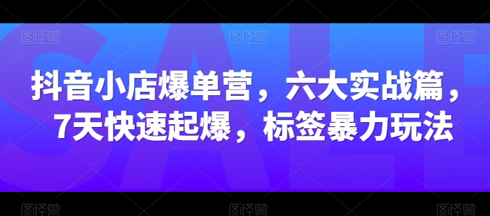 抖音小店爆单营，六大实战篇，7天快速起爆，标签暴力玩法-吾藏分享