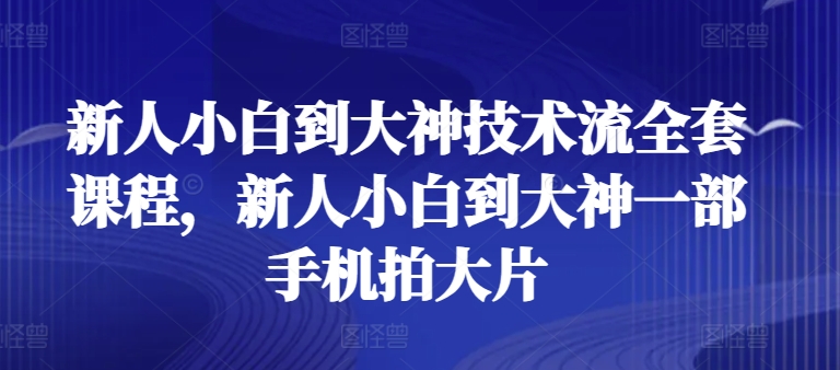 新人小白到大神技术流全套课程，新人小白到大神一部手机拍大片-吾藏分享