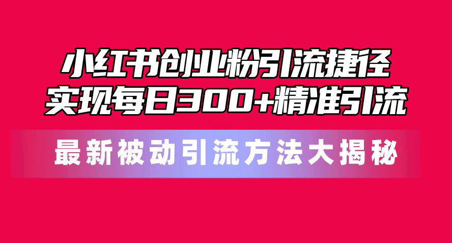 图片[1]-小红书创业粉引流捷径！最新被动引流方法大揭秘，实现每日300+精准引流-吾藏分享