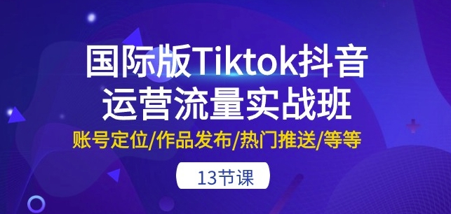 国际版Tiktok抖音运营流量实战班：账号定位/作品发布/热门推送/等等-13节-吾藏分享