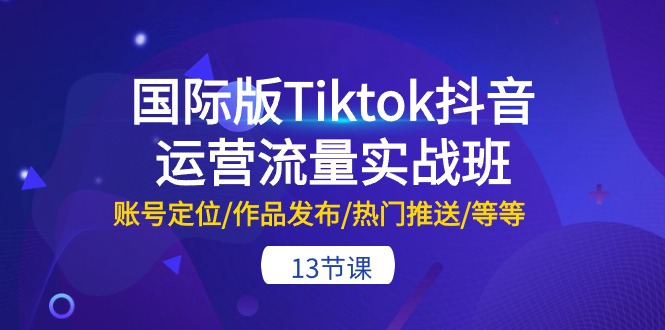 国际版Tiktok抖音运营流量实战班：账号定位/作品发布/热门推送/等等（13节）-吾藏分享