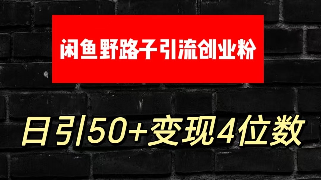 大眼闲鱼野路子引流创业粉，日引50+单日变现四位数-吾藏分享