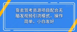 靠卖驾考资源项目配合无脑发视频引流模式，操作简单，小白友好-吾藏分享