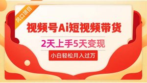 2天上手5天变现视频号Ai短视频带货0粉丝0基础小白轻松月入过万-吾藏分享