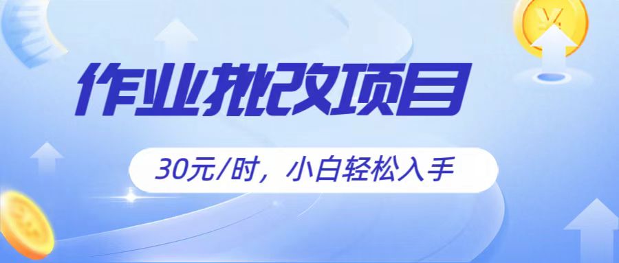 作业批改项目30元/时，简单小白轻松入手，非常适合兼职-吾藏分享