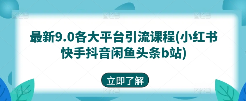 最新9.0各大平台引流课程(小红书快手抖音闲鱼头条b站)-吾藏分享