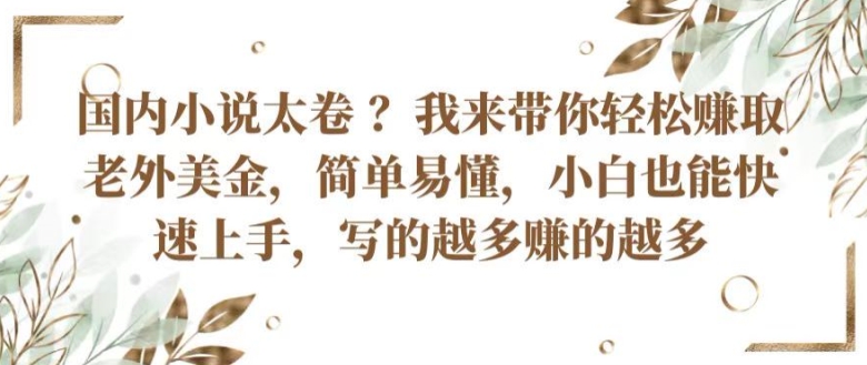 国内小说太卷 ?带你轻松赚取老外美金，简单易懂，小白也能快速上手，写的越多赚的越多-吾藏分享