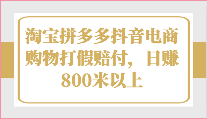 淘宝拼多多抖音电商购物打假赔付，日赚800米以上-吾藏分享