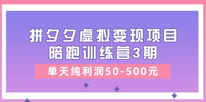 某收费培训《拼夕夕虚拟变现项目陪跑训练营3期》单天纯利润50-500元-吾藏分享