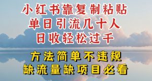 小红书靠复制粘贴单日引流几十人目收轻松过千，方法简单不违规-吾藏分享