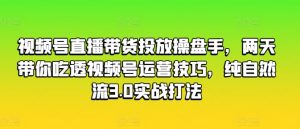 视频号直播带货投放操盘手，两天带你吃透视频号运营技巧，纯自然流3.0实战打法-吾藏分享