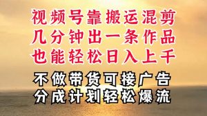 深层揭秘视频号项目，是如何靠搬运混剪做到日入过千上万的，带你轻松爆…-吾藏分享