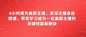 6小时成为高薪主播，资深主播亲自授课，带您学习成为一名高薪主播的关键技能和秘诀-吾藏分享